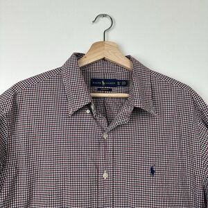Ralph Lauren Men's XL Cotton White Red Black Check Long Sleeve Button Down Shirt